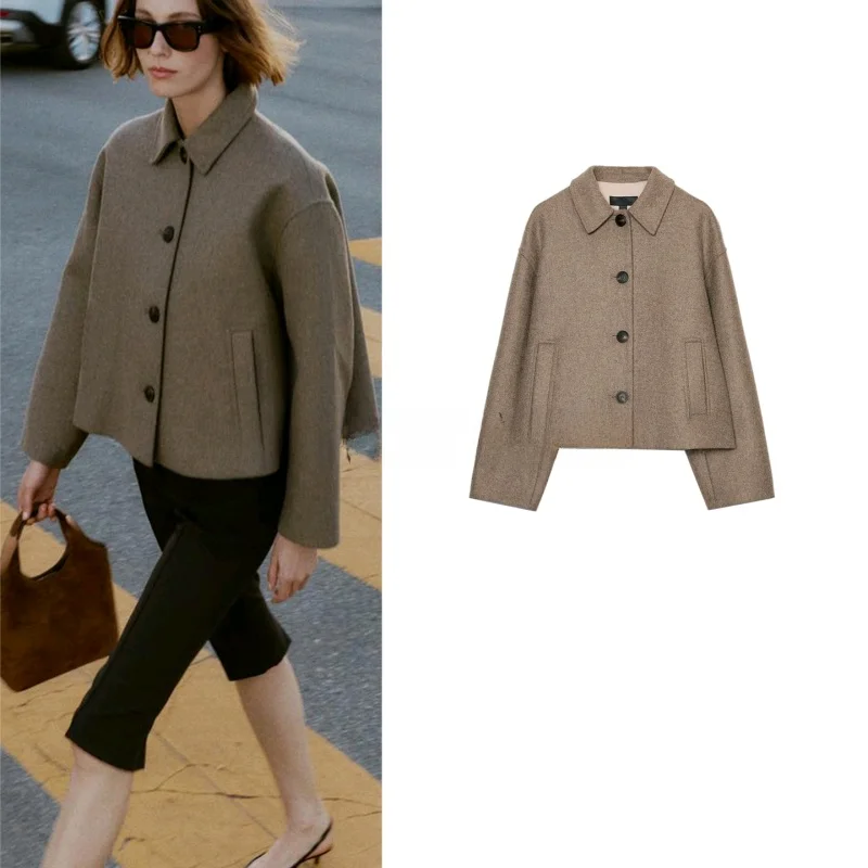 

Winter New Women's ort Coat Long Sve Turn-down Collar ket Decorated Multi-button Single-row Coat Casual Sle 2025