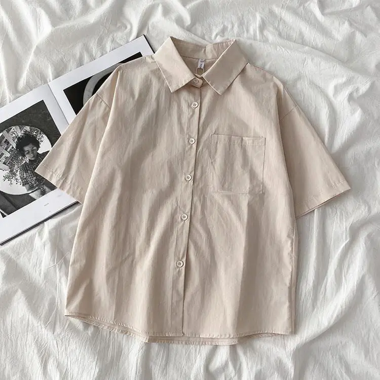 Women's 2025 Spring and Autumn New Korean Loose Women's White Spring and Summer Fashionable All-match Shirt Lapel Top