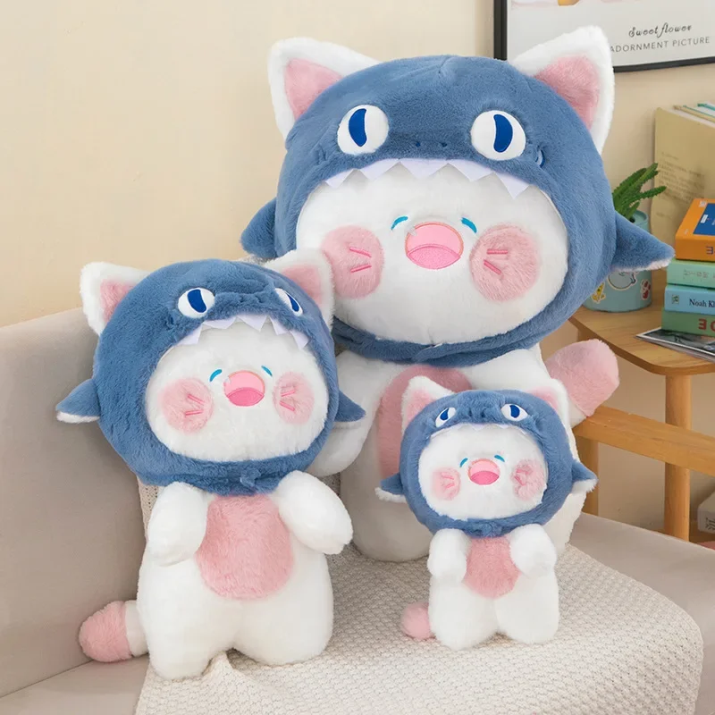 

70 см Kawaii креативный кот косплей акула плюшевая кукла милые мягкие игрушки кошки плюшевые игрушки для съемной шляпы подушка подарок на день рождения