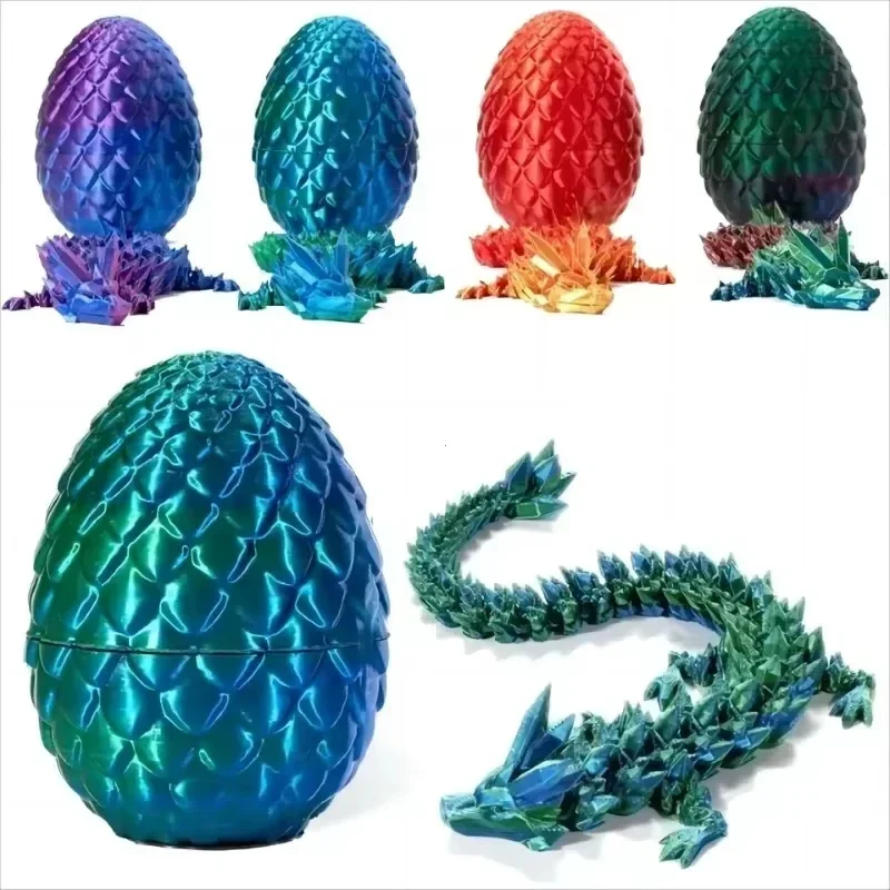

3D Printed Dragon Egg With Dragon Full Articulated Dragon Modle Movable Rotatable Articulated Desktop Ornament Creative Toys
