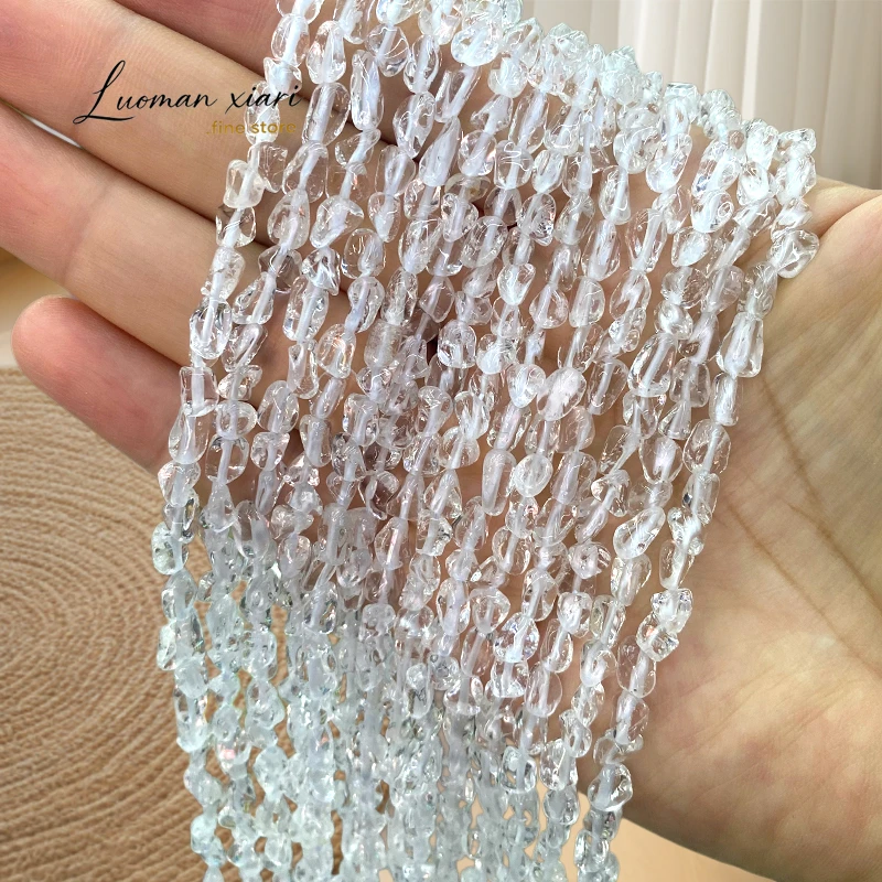 

Straight Hole 4-6mm Irregular Natural Stone Clear Crystal Loose Spacer Beads for Jewelry Making Diy Bracelet Charms Accessories