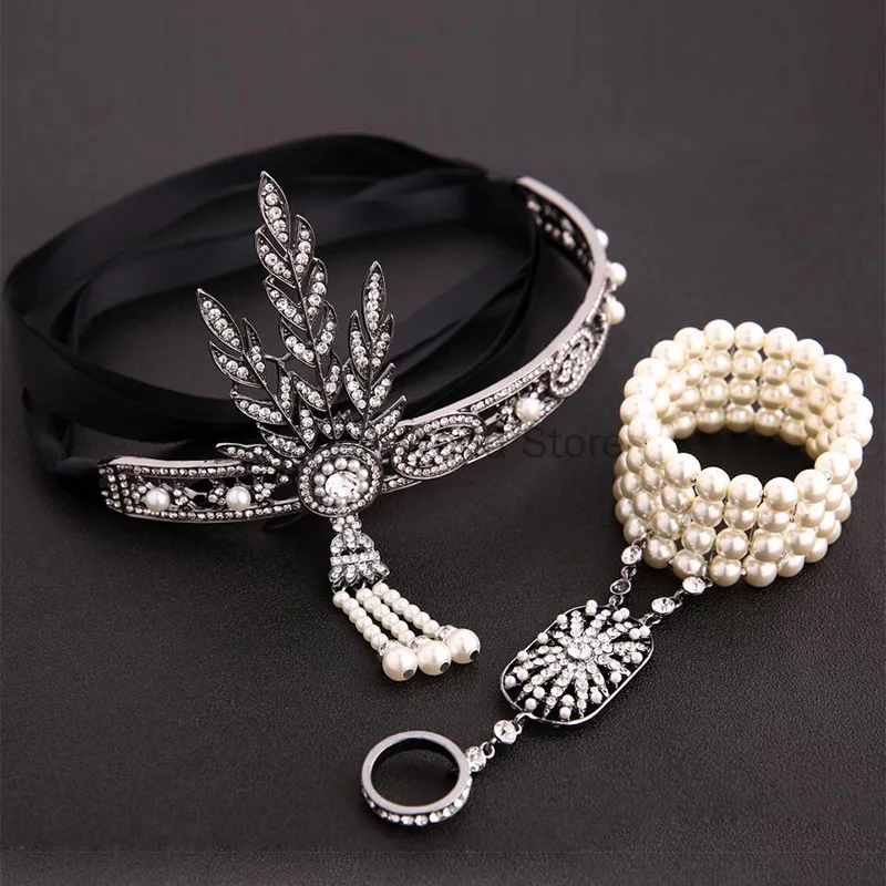 Accessoire de cheveux vintage déco des années 1920 pour femme avec bracelet, accessoires pour robe à clapet Great Gatsby
