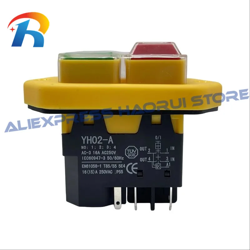 WM210V KLD lathe button electromagnetic switch YH02-A 16A AC250V 4-pin/5-pin replacement  DKLD KJD17B waterproof magnetic switch