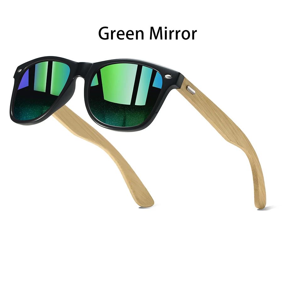 Vintage Mode Eckige Sonnenbrille für Männer und Frauen Modische Bambus-Holz Luxusmarken-Designer-Brille zum Autofahren – Detail 6