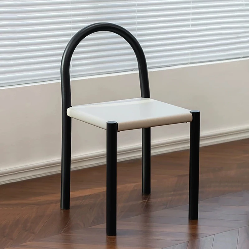 Nordic Furniture,Living Room Chair,Saddle Leather Leisure Chairs,Metal Dining Stool,Bedroom Dressing Stool,Home Backrest Seats