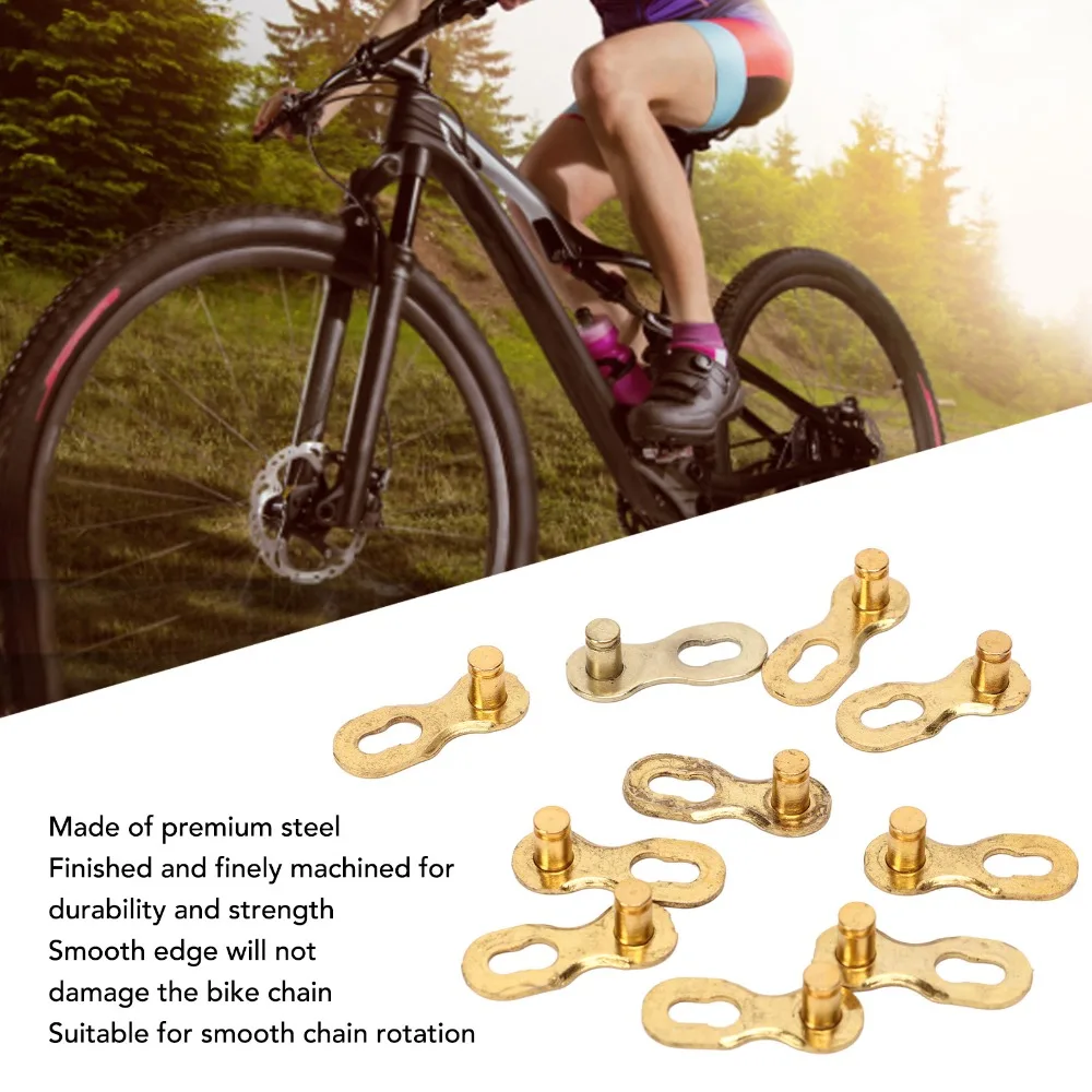 10 Pair Steel Bike Msising Chain Link Gold 9 Speed Bike Quick Link Reusable Bike Missing Link Chain Connector Replacement