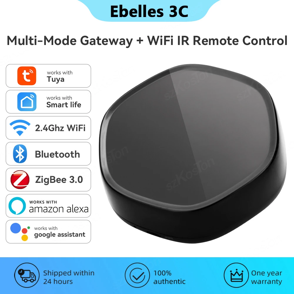 Airies de passerelle multimode Tuya Smart Home avec télécommande IR, passerelle Zigbee, Bluetooth Mesh, application Smart Life Voice pour Alexa et Google