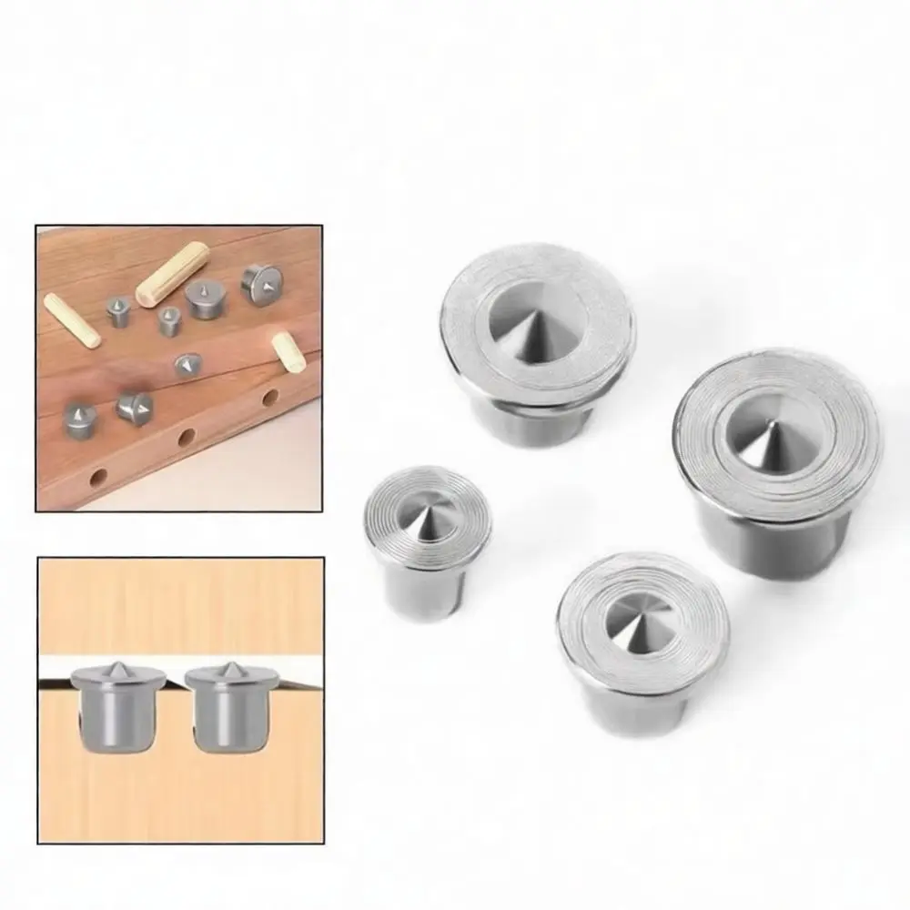 Woodworking Dowel Center Point Pin Locator Furniture Joint Alignment Tool Silver Metal Cabinet Hole Drilling Accessory