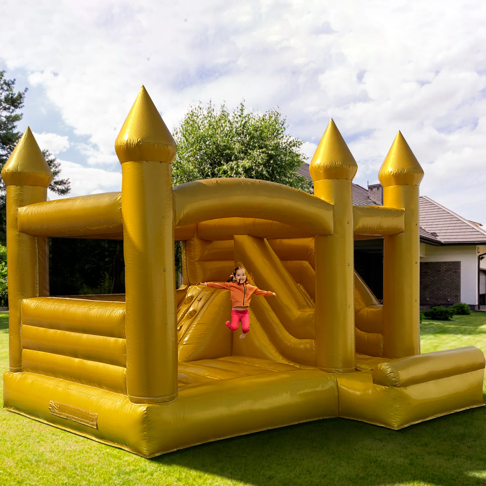 Nova casa de salto branco inflável pvc castelo inflável/casa de salto da lua/personização salto de ouro para aniversário casamento