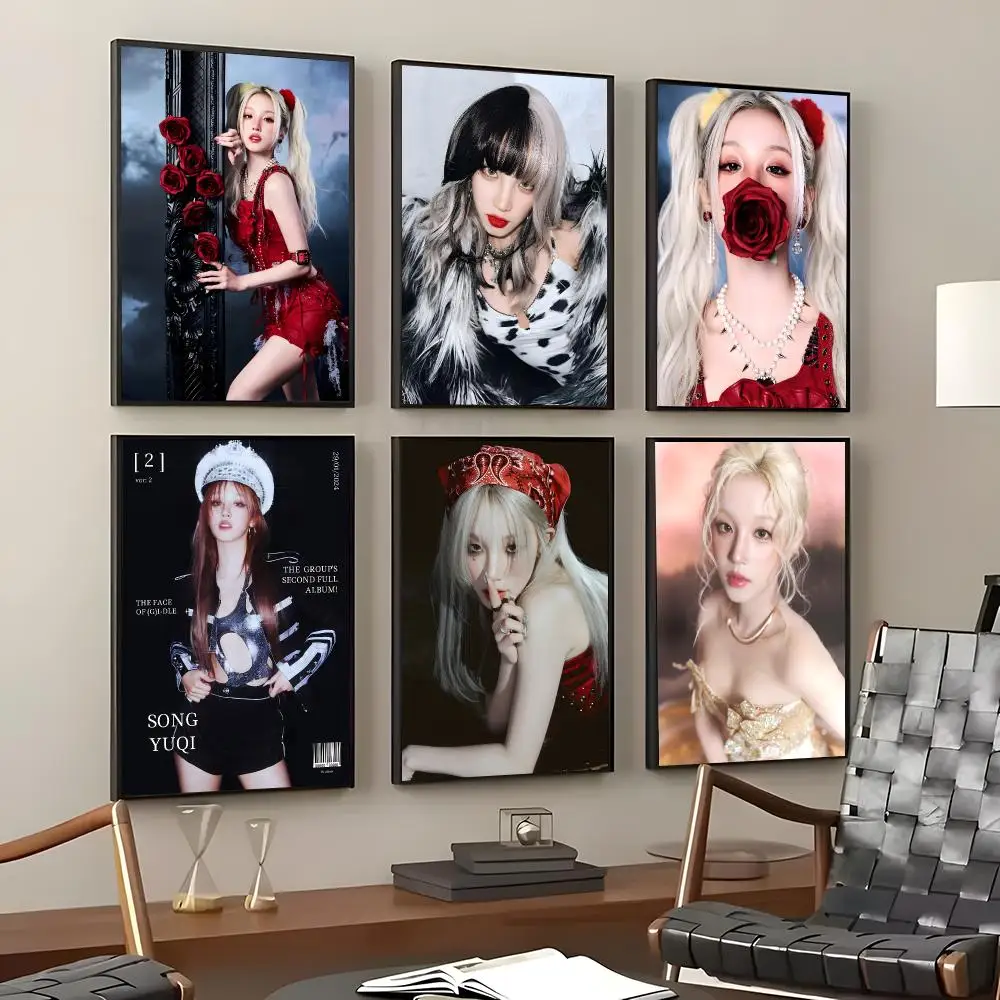 K-pop Idol Song Yuqi Poster Self-Adhesive Waterproof Wall Stickers Coffee Bar Home Wall Decor - view 2
