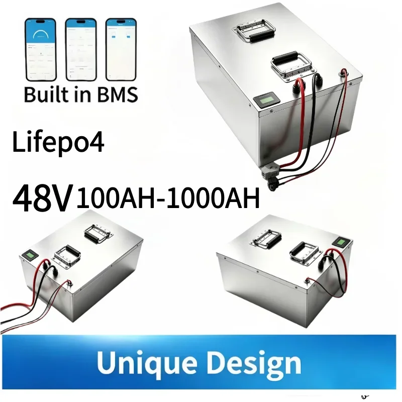 48V Lithium Iron Phosphate Rechargeable Storage Cell 100Ah-1100Ah Built-In Smart BMS Steady Power Output For 4KW To 9KW Off-Grid