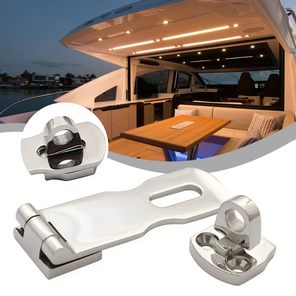 316 الفولاذ المقاوم للصدأ قابل للقفل غلق بمشبك قبعة مركبة بحرية كابينة شديدة التحمل باب الأمن-التقاط مع ثقب القفل ، تصميم قابل للطي #1