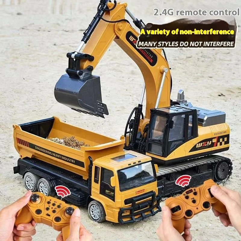 HN lega RC escavatore 2.4G High Tech 11 CH dumper Bulldozer lega plastica ingegneria veicolo giocattoli elettronici per regali ragazzo