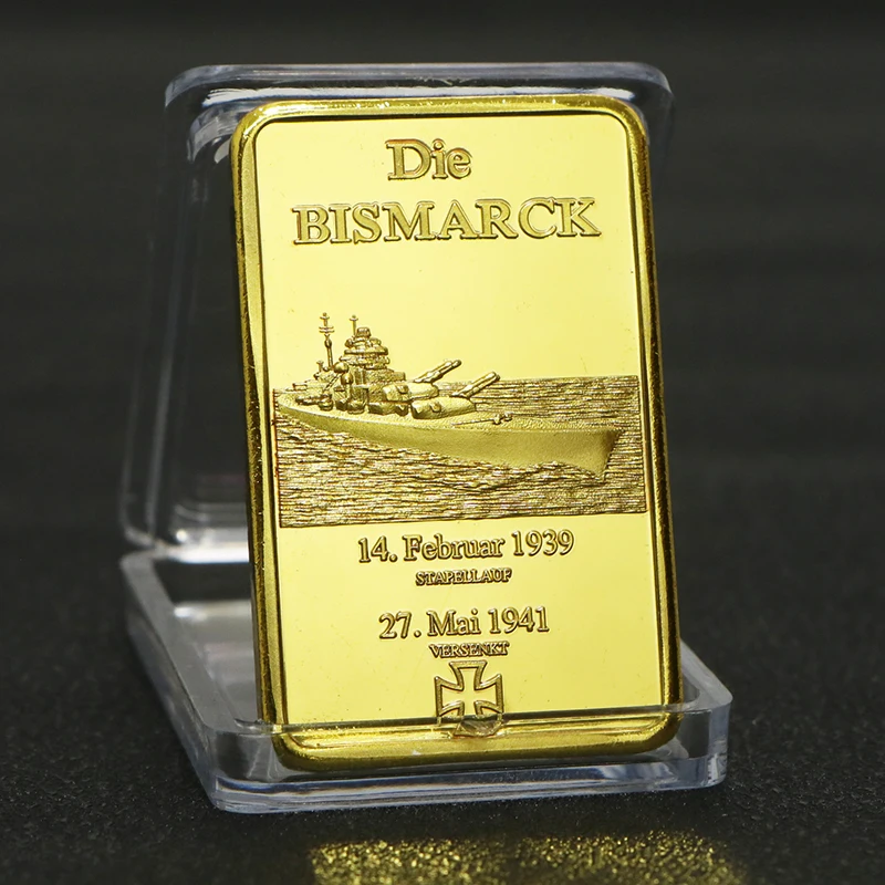 German Gold Bullion Bar Deutsche Marine Die Bismarck 1OZ 999/1000 Bar Military Challenge Coin Collection