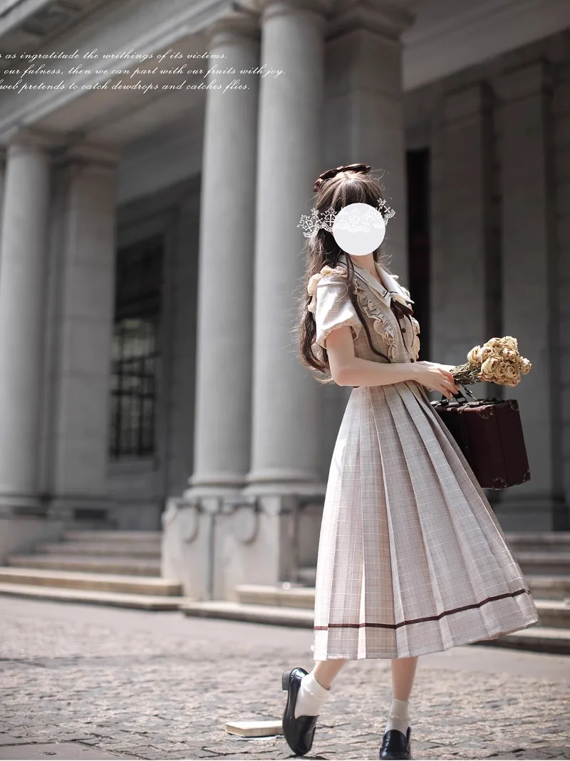 Summer 2024 New Long Japanese Lolita Style Sweet Vestidos De Mujer Artistic Retro Slim Fit Dresses Elegant Lady And Calf Dress