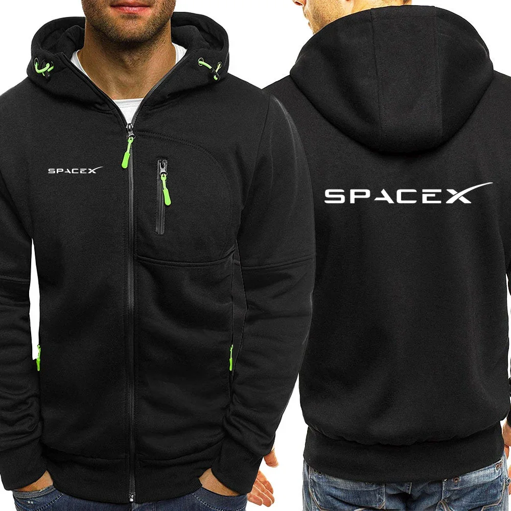 SpaceX Space X Logo 2023 Men's New Spring Hooded Coats Casual Zipper Sweatshirts Tracksuit Fashionable Jacket Clothing Outerwear