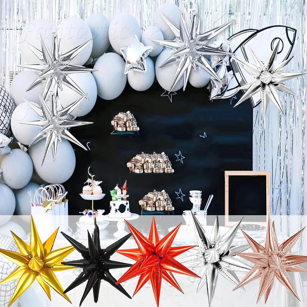 4pcs 22inch Star Balloons Red Black Gold Silver Explosion Star Foil Balloon Christmas New Year Birthday Party Decorations Globos