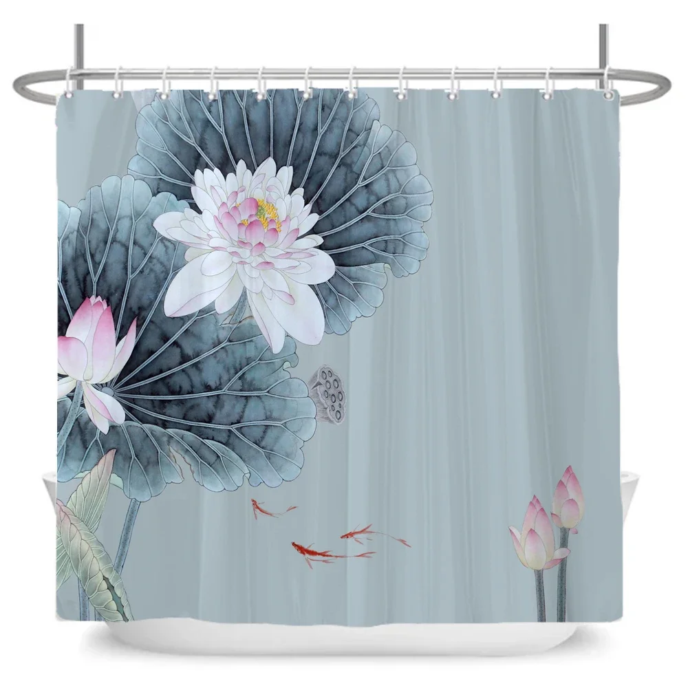 

Japanese style Flower and Bird Plants Shower Curtain 3D Flowers Polyester fabric Bathroom Curtains Bath Screen Decor Curtain