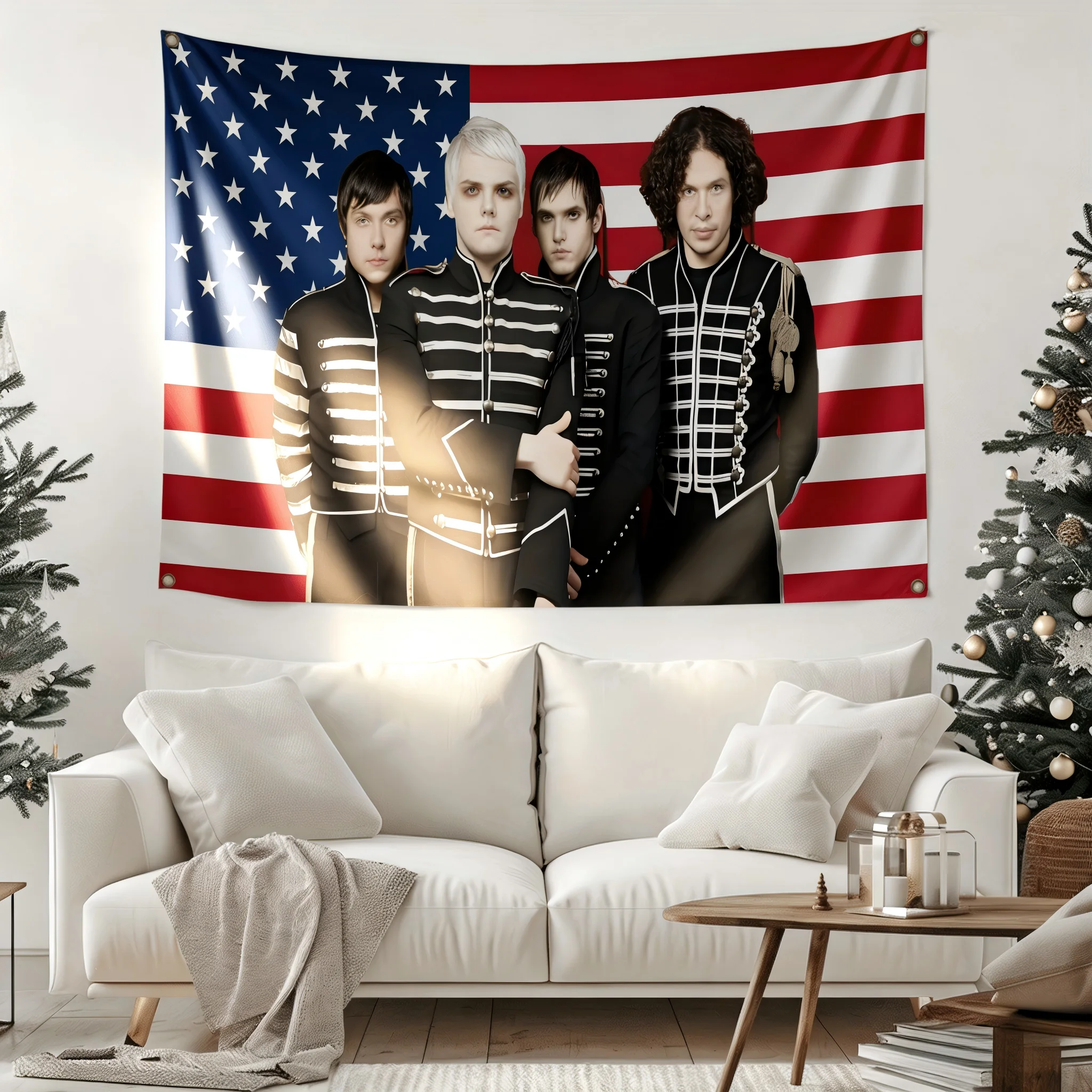 MCR Band-Wandteppich, 4 Ösen, Polyester-Wanddekoration, weich, leicht, für Schlafzimmer und Wohnzimmer