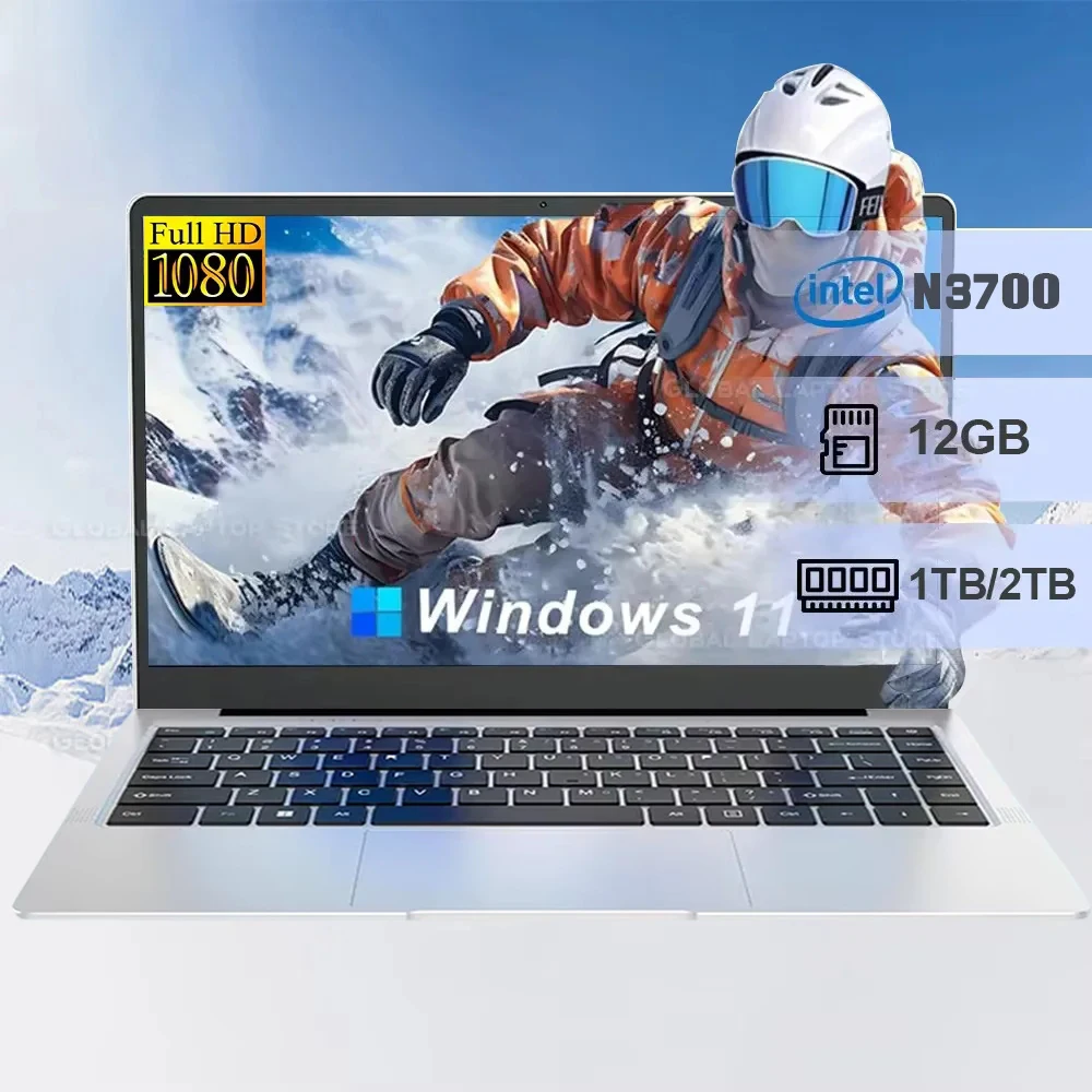 

14.1 Inch laptops Intel Celeron N3700 laptop Computer 12GB RAM 512GB 1TB SSD 1920*1080P Office Study PC Computer Windows 11 Pro
