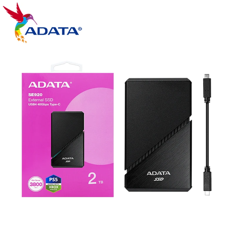 ADATA External SSD USB4 40Gbps Type-C Mobile Solid State Drive SE920 1TB 2TB 4TB Read Max 3800MB/s Storage Disk PSSD For PC