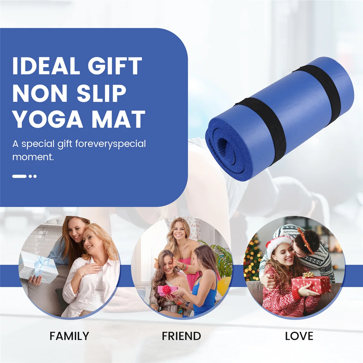 Yoga cushion15MM Thick Yoga Mat Comfort Foam Knee Elbow Pad Mats for Exercise Yoga Pilates Indoor Pads Fitness Training,Blue