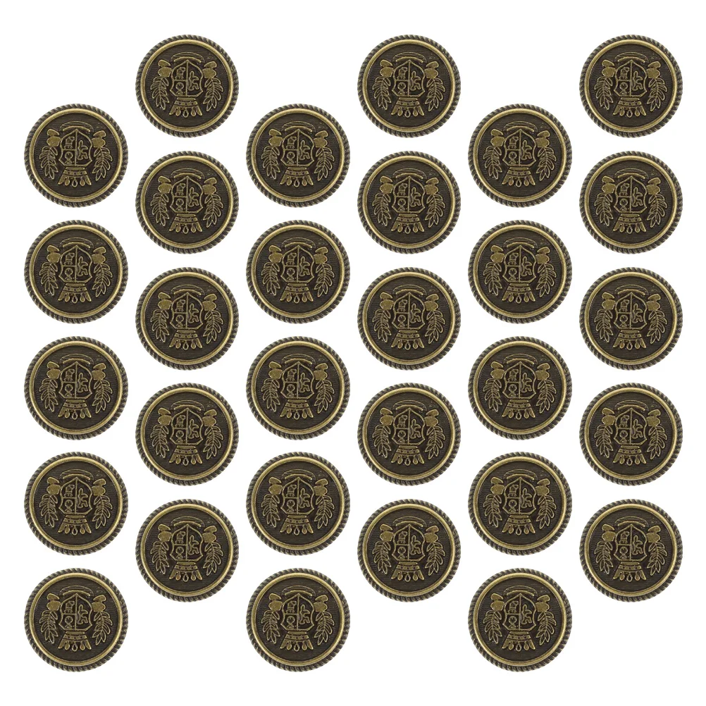 

30pcs Crown Buttons Retro Embroidered 20mm Vintage Zinc Alloy Sewing Clothes DIY Project Garment Decorative Durability