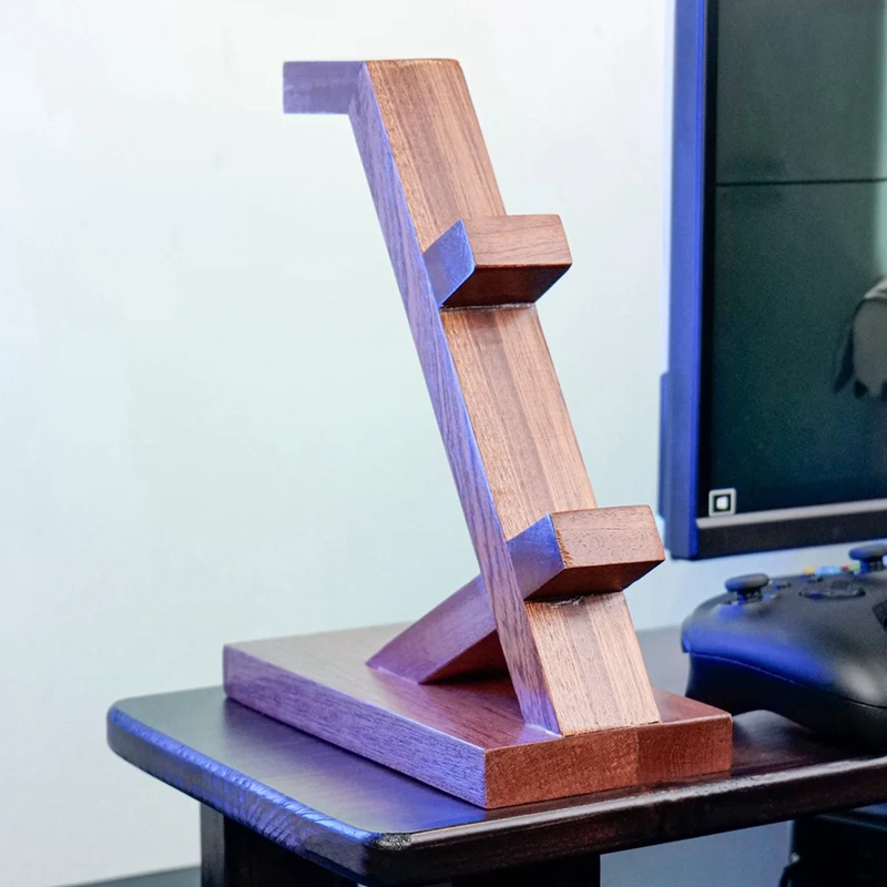 Suitable For Ps5/ Game Controller Bracket, Headphone Headset Bracket, Solid Wood Bracket, Three-Layer Storage