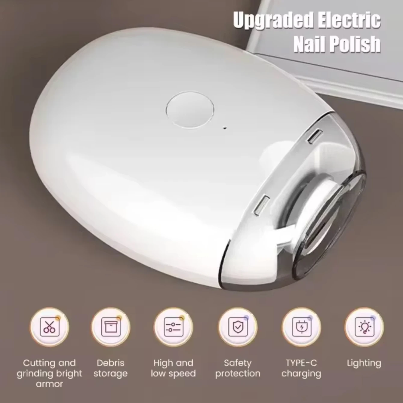 2 IN 1 Electric Nail Clipper Cutter With LED Light Automatic Nail Grinder Trimmer For Baby Adult Mini Manicure Tools Nail Care