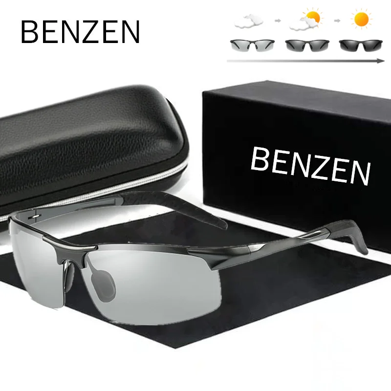 

BENZEN Photochromic Sunglasses Men Al-Mg Polarized Day Night Driving Glasses Chameleon Anti-Glare gafas de sol hombre 9662