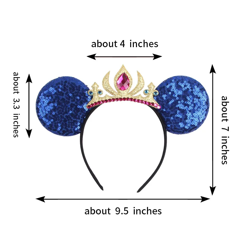 Disney Headwear Mickey Sequins Ear Crown Children\'s Ice and Snow Romance Elsa Queen Hair Hoop