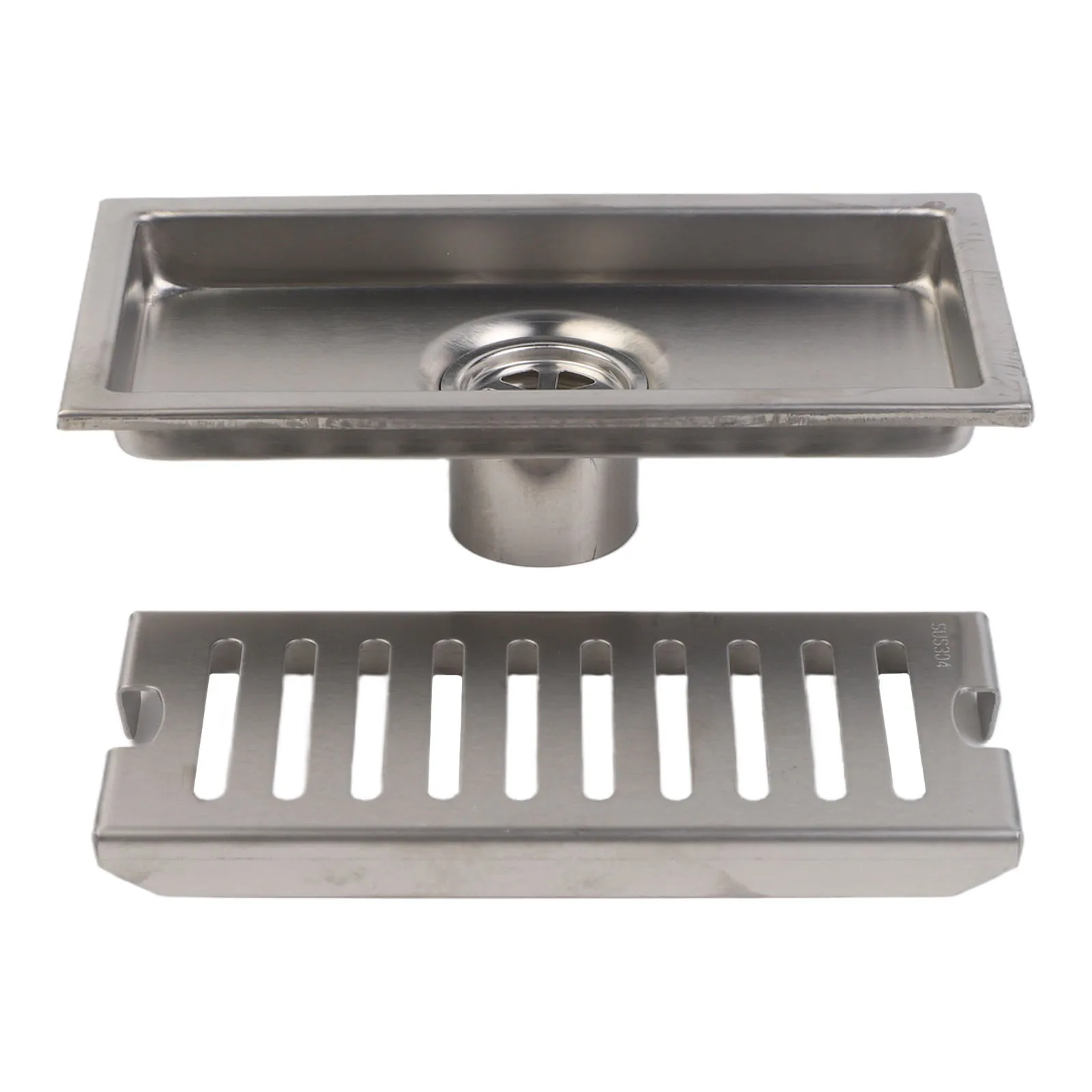 Bathroom Floor Drain 304 Stainless Steel Rectangular with Dual Filtration and Safe Blunt Angle Treatment Design