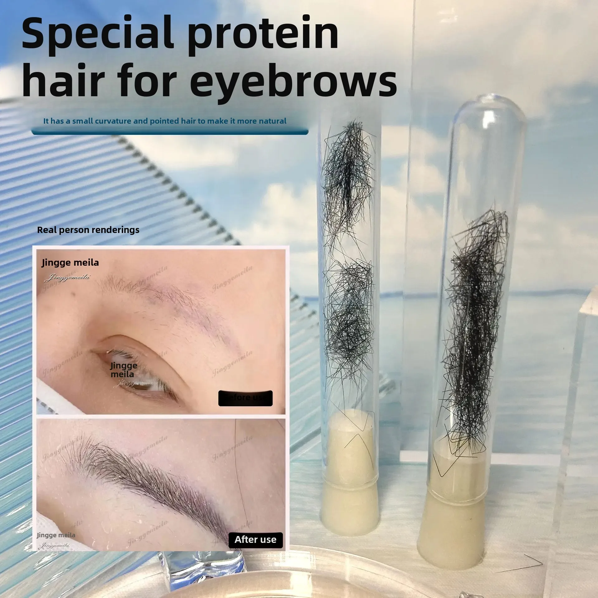 Professional Eyebrow Embroidery Training Tool Real Mink Eyebrow Master Practice Egg White Protein Hair For Eyebrow Tattoo