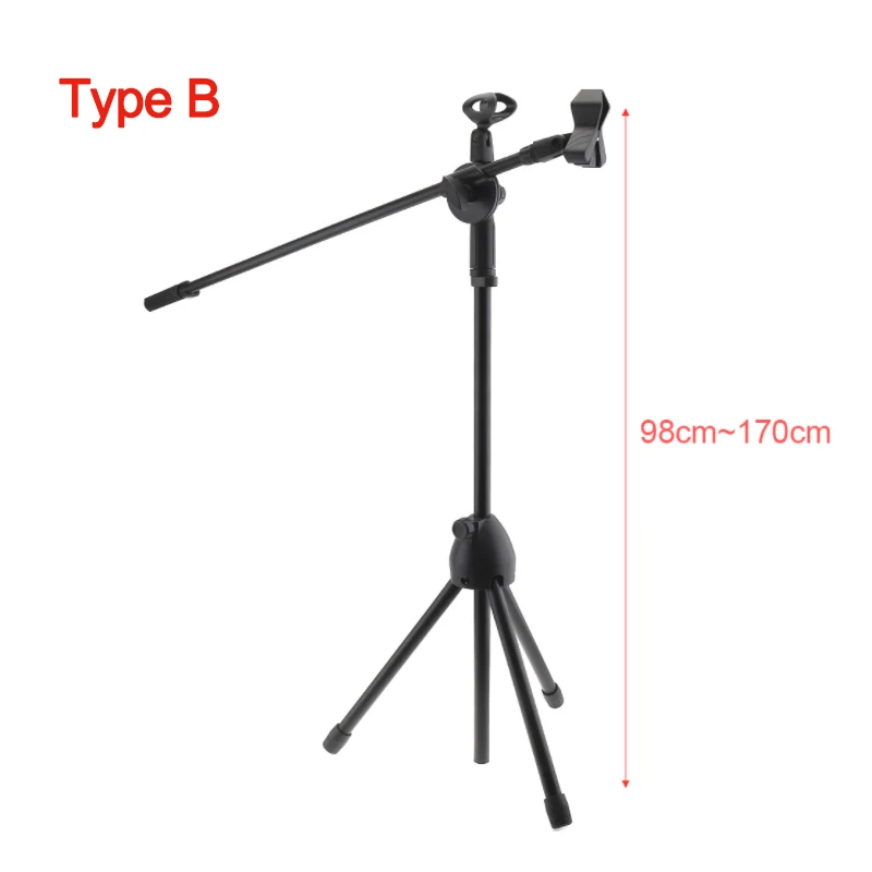 حامل ميكروفون احترافي ، معدن أسود ، أرجوحة على الأرض ، حامل ثلاثي القوائم قابل للتعديل ، ملحقات ميكروفون