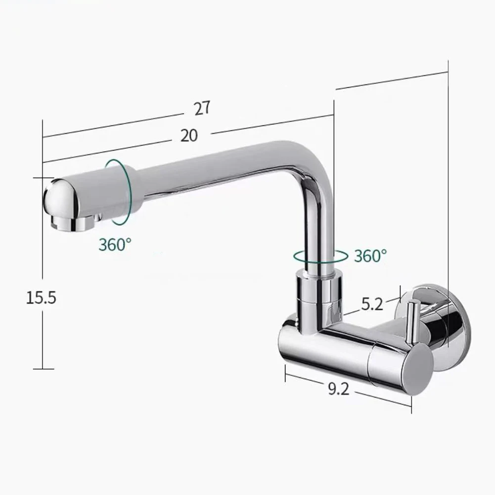 Kitchen Sink Faucet Wall Mounted Swivel Extender Faucet Extension Mop Pool Water Tap Single Handle Cold Water Faucet