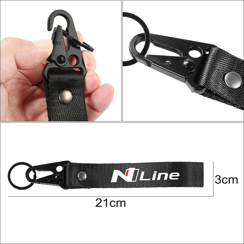 For Hyundai i20n i30n Veloster Kona nline Tucson Sonata Elantra Car keytags Strap keychian Auto Badge Nylon Metal Key Chain