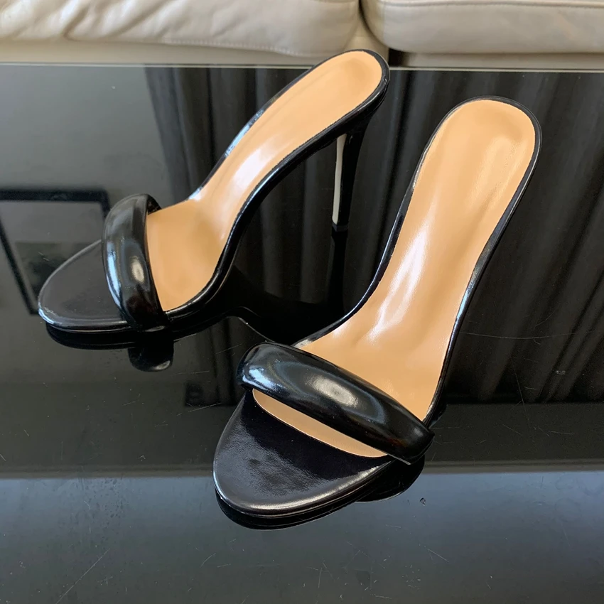 Seksowne buty na wysokim obcasie kapcie z okrągłymi klapkami z odkrytymi palcami letnie czółenka damskie modne damskie sandały na szpilkach