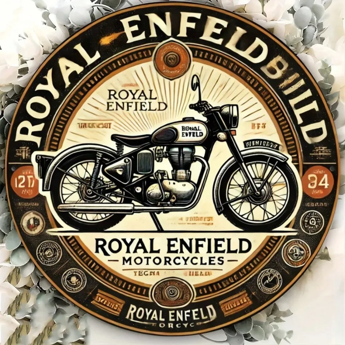 Royal Vintage Motorcycle Tin Sign - Enfield Retro Aluminum Foil Wall Decor For Home Bar Kitchen Office Metal Plaque