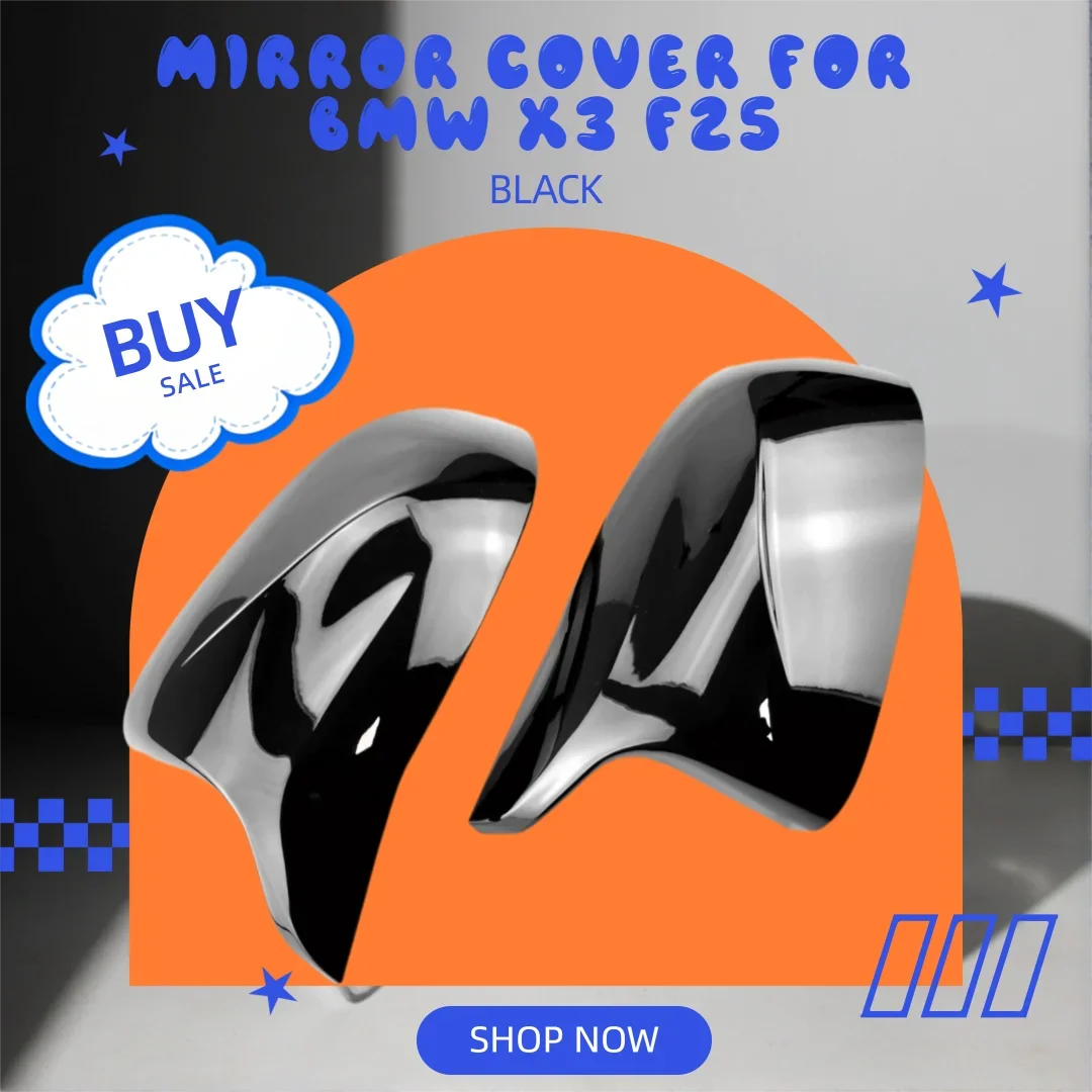 Auto Car Rear View Side Mirror Cover Trim for BMW F25 X3 F26 X4 F15 X5 F16 X6 2014 2015-2018 Bright black Carbon Fiber view 5