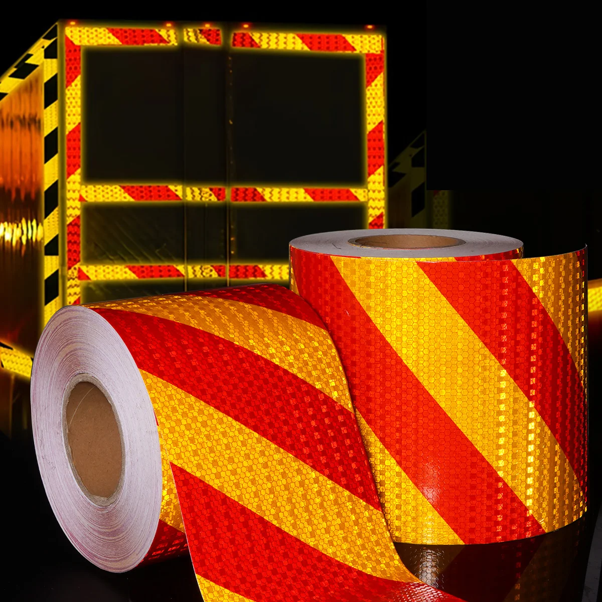 Twill Reflective Tapes in Red & Yellow Waterproof Self-Adhesive Safety Conspicuity Stickers for Car Left And Right Side
