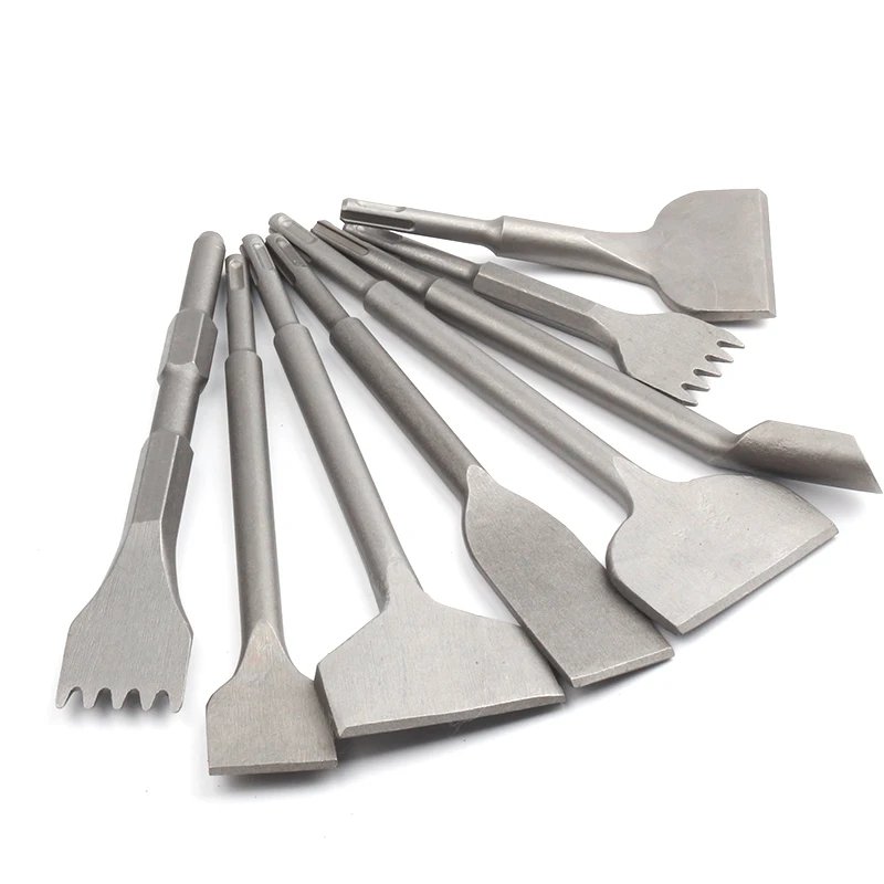 Electric hammer impact drill electric pick round handle flat chisel tooth U-pick brazing cement wall slotting shovel image 4