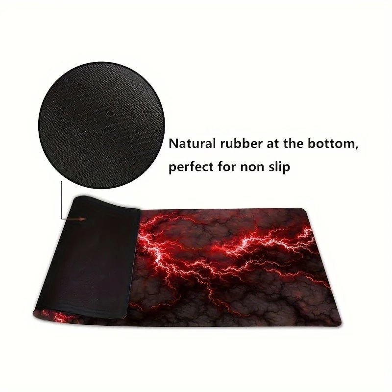 Red Lightning Natural Rubber Edge Locking Non-slip Large Desktop Mat mouse pad