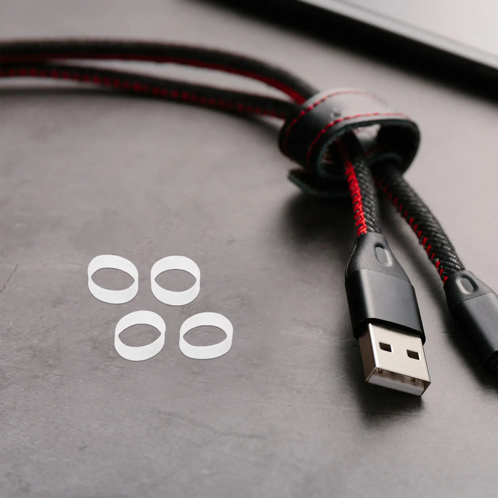 500Pcs Black Silicone Cable Ties Reusable Flexible Elastic Cord Bands for Electronics Office Travel Multi Purpose Cord Organizer