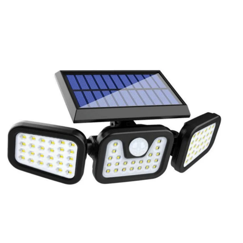 Luci solari lampada da parete a 74 LED per esterni con teste regolabili luce di inondazione a LED di sicurezza IP65 impermeabile con 3 modalità di lavoro