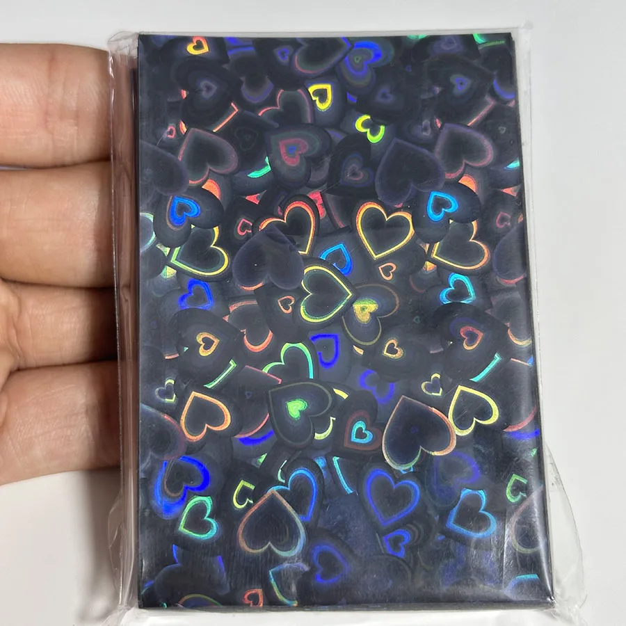 SKYSONIC 50pcs Kpop Card Sleeves 61x91mm 20C Heart Bling Holder For Holo Postcards Top Load Films Photocard Game Cards Protector