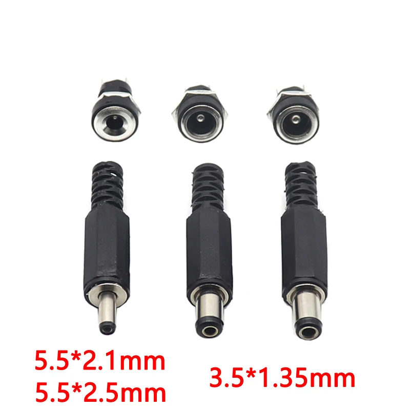 【10Set-2Set】Male Solder DC Power Barrel Tip Plug Jack Connector Adapter 5.5*2.1 5.5X2.5mm 3.5*1.35mm  DC Plug