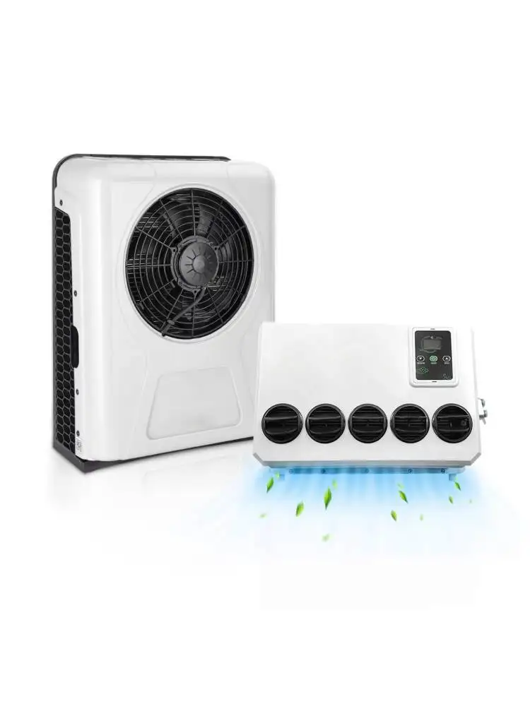 Treeligo 12V Elektrische Split-Klimaanlage für Auto/Wohnmobil, 12V Universal-Schnellkühlung, hoher Luftstrom, horizontale Installation für Wohnmobil, LKW, Traktoren, Van, Wohnwagen, Camper