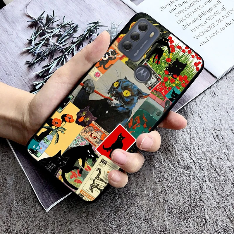 Art Cat Phone Case For Moto E32 E32S E20 E40 E7 Plus Edge 40 30 Ultra Neo 20 lite G13 G9Plus GPure GStylus