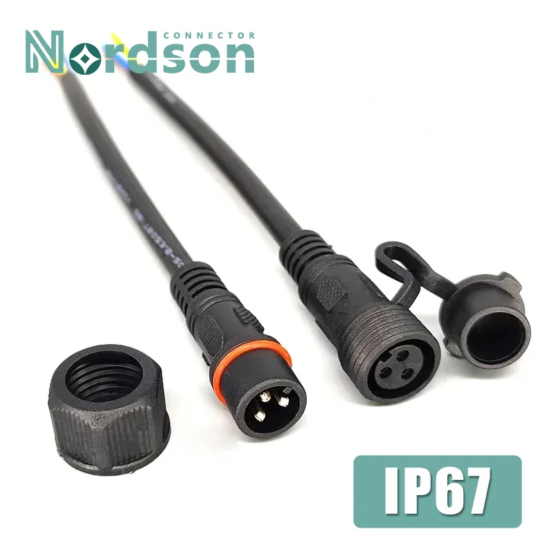 IP68 Waterproof Docking Connector 2 3 4 5 6 7 8 Pin 0.3/0.75/1.5 Square Male Female Cable Plug Extension Line Outdoor LED Wire