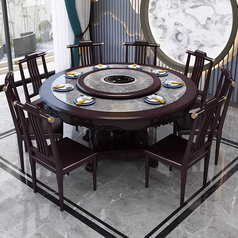 Rock Plate Hotel Dining Tables Turntable Round Household Combination Set Dining Tables Rotate Mesa Plegable Furniture QF50DT